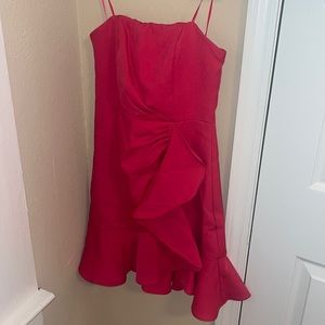 Strapless hot pink dress